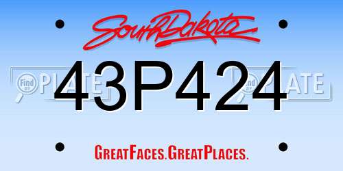 43P424 South Dakota License Plate