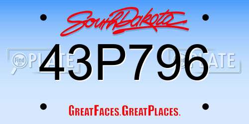 43P796 South Dakota License Plate