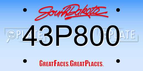 43P800 South Dakota License Plate