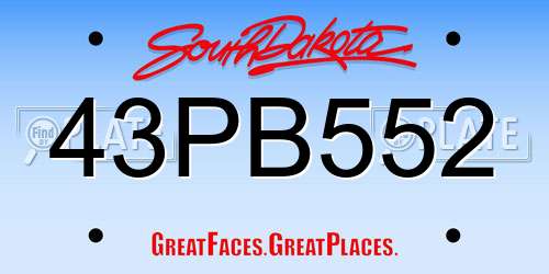 43PB552 South Dakota License Plate