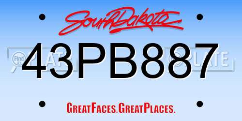 43PB887 South Dakota License Plate