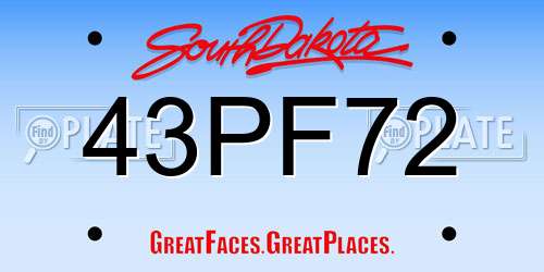 43PF72 South Dakota License Plate