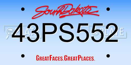 43PS552 South Dakota License Plate