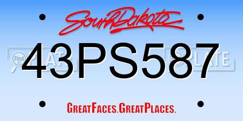 43PS587 South Dakota License Plate
