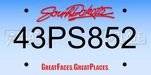 43PS852 South Dakota License Plate