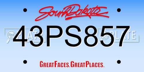 43PS857 South Dakota License Plate