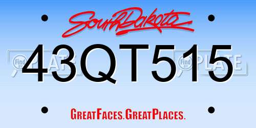 43QT515 South Dakota License Plate