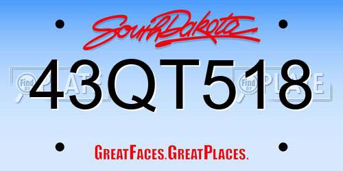 43QT518 South Dakota License Plate
