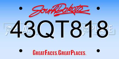 43QT818 South Dakota License Plate