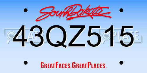 43QZ515 South Dakota License Plate