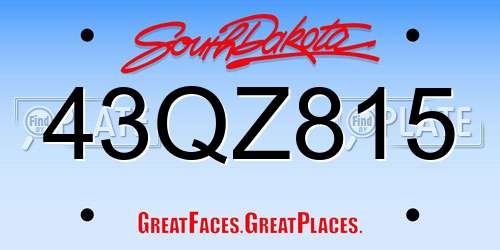 43QZ815 South Dakota License Plate