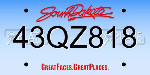 43QZ818 South Dakota License Plate