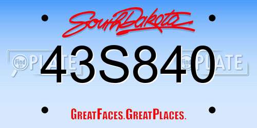 43S840 South Dakota License Plate