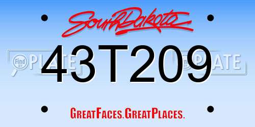 43T209 South Dakota License Plate