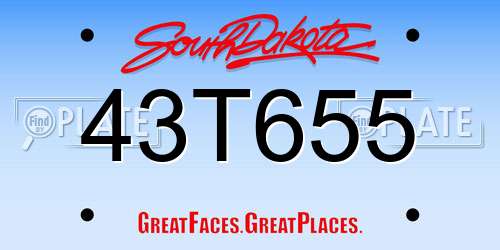 43T655 South Dakota License Plate