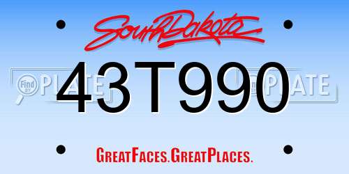 43T990 South Dakota License Plate