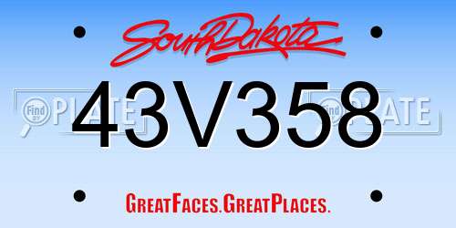 43V358 South Dakota License Plate