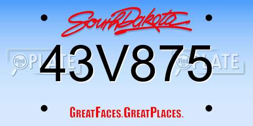43V875 South Dakota License Plate