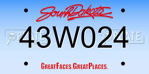 43W024 South Dakota License Plate