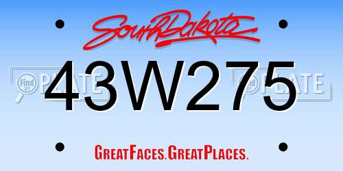 43W275 South Dakota License Plate