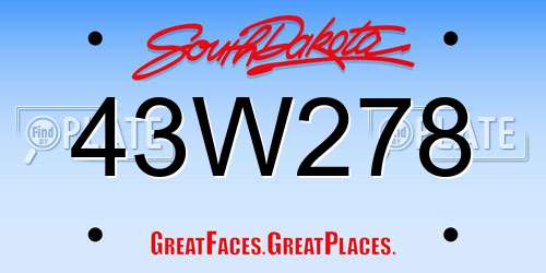 43W278 South Dakota License Plate