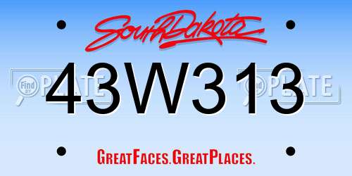 43W313 South Dakota License Plate