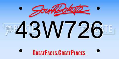 43W726 South Dakota License Plate