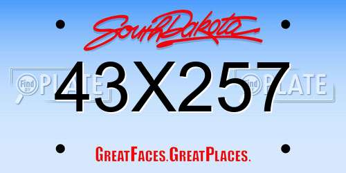 43X257 South Dakota License Plate