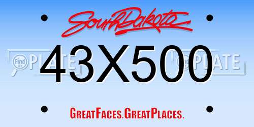 43X500 South Dakota License Plate