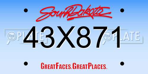 43X871 South Dakota License Plate