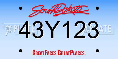 43Y123 South Dakota License Plate