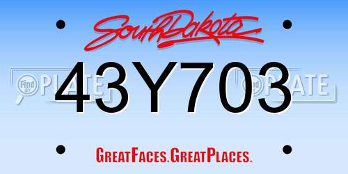 43Y703 South Dakota License Plate
