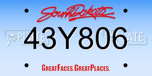 43Y806 South Dakota License Plate