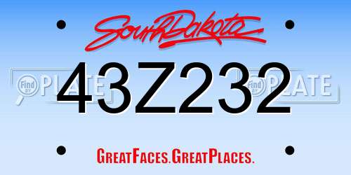 43Z232 South Dakota License Plate