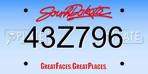 43Z796 South Dakota License Plate