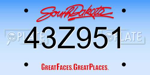 43Z951 South Dakota License Plate