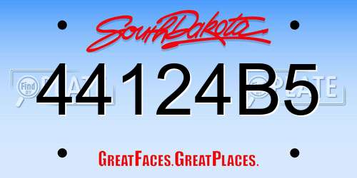 44124B5 South Dakota License Plate