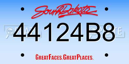 44124B8 South Dakota License Plate