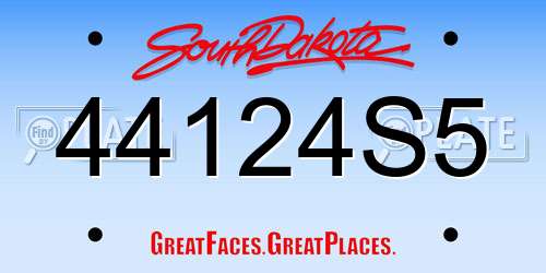 44124S5 South Dakota License Plate