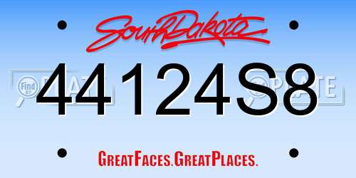 44124S8 South Dakota License Plate
