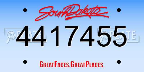 4417455 South Dakota License Plate