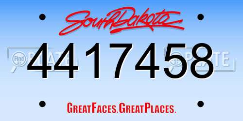 4417458 South Dakota License Plate