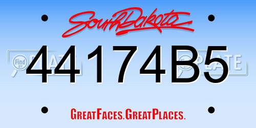 44174B5 South Dakota License Plate