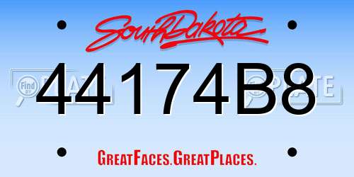 44174B8 South Dakota License Plate