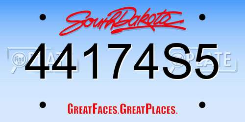 44174S5 South Dakota License Plate