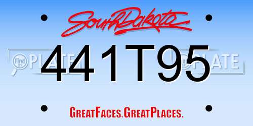 441T95 South Dakota License Plate