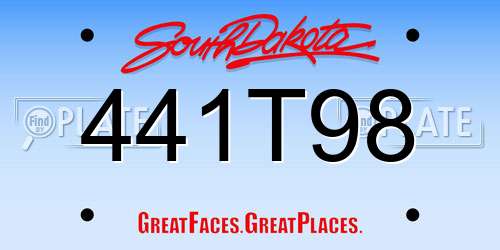 441T98 South Dakota License Plate