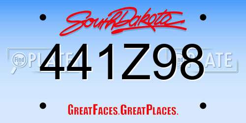 441Z98 South Dakota License Plate