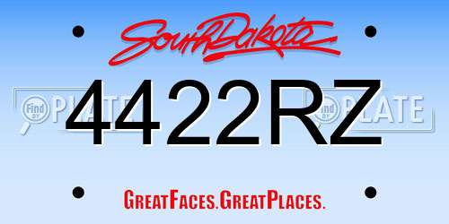 4422RZ South Dakota License Plate