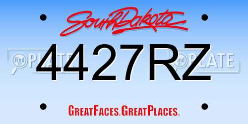 4427RZ South Dakota License Plate